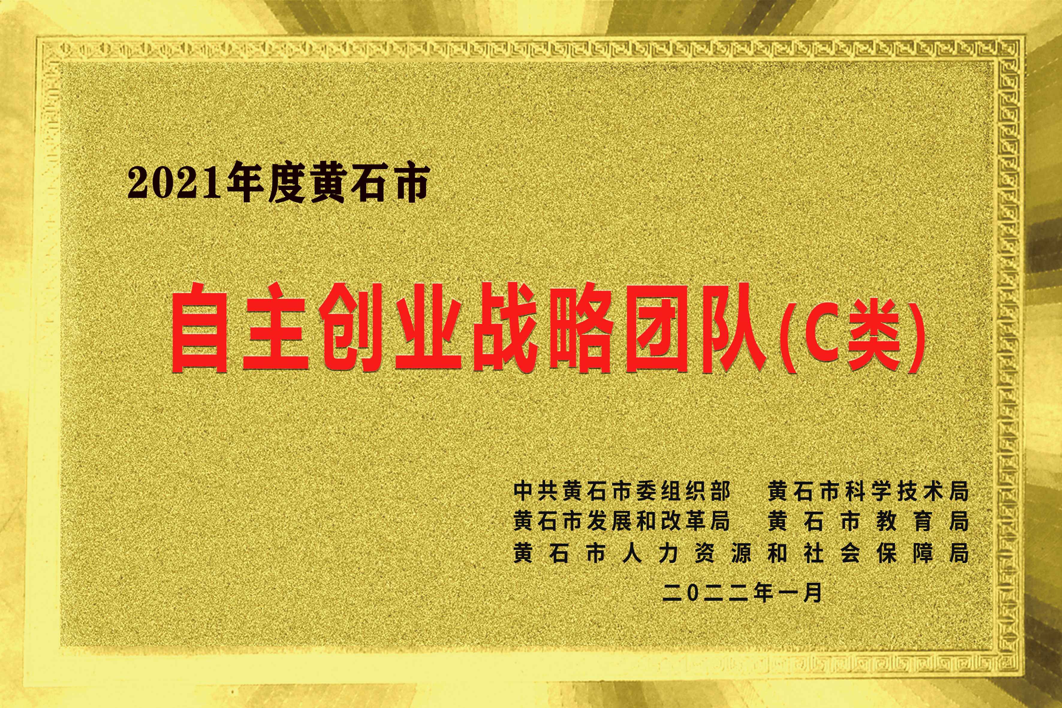 2021年(nián)度黃石市(shì)自(zì)主創業戰略團隊（C類）